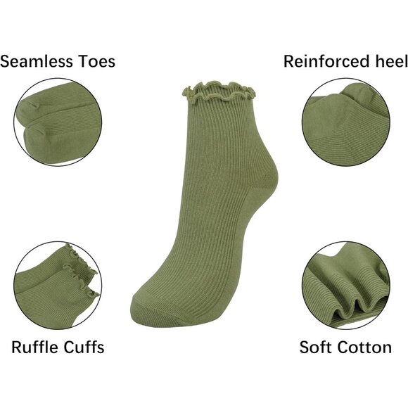 BomKinta Women Ankle Ruffle Socks  Thin Cute Casual Frilly Sock  Soft Low Cut - Picture 2 of 6